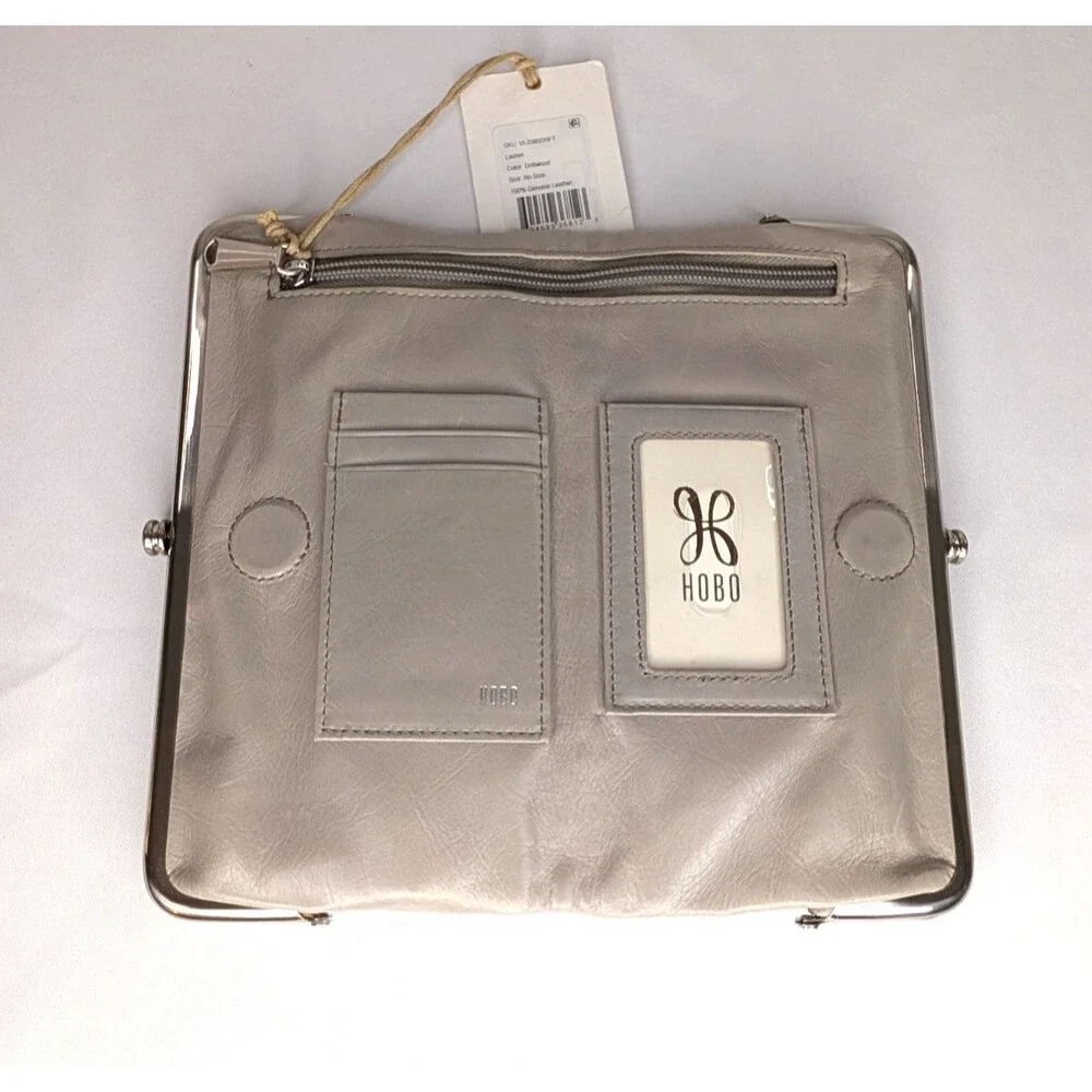 Hobo Lauren Double-Frame Leather Vintage Style Wallet - Driftwood, NWT